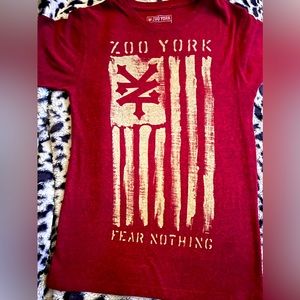 Zoo York Boys T-Shirt Size Medium Maroon Graphic Short Sleeve